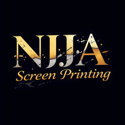 A long and elegant t-shirt design featuring the text 'NJA Screen Printing'