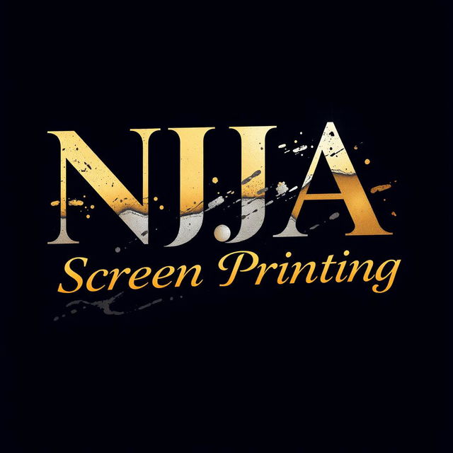 A long and elegant t-shirt design featuring the text 'NJA Screen Printing'