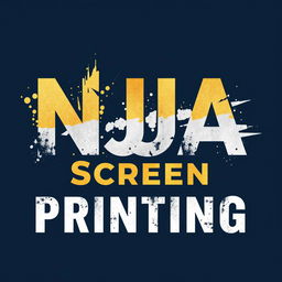 A long and elegant t-shirt design featuring the text 'NJA Screen Printing'