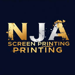 A long and elegant t-shirt design featuring the text 'NJA Screen Printing'