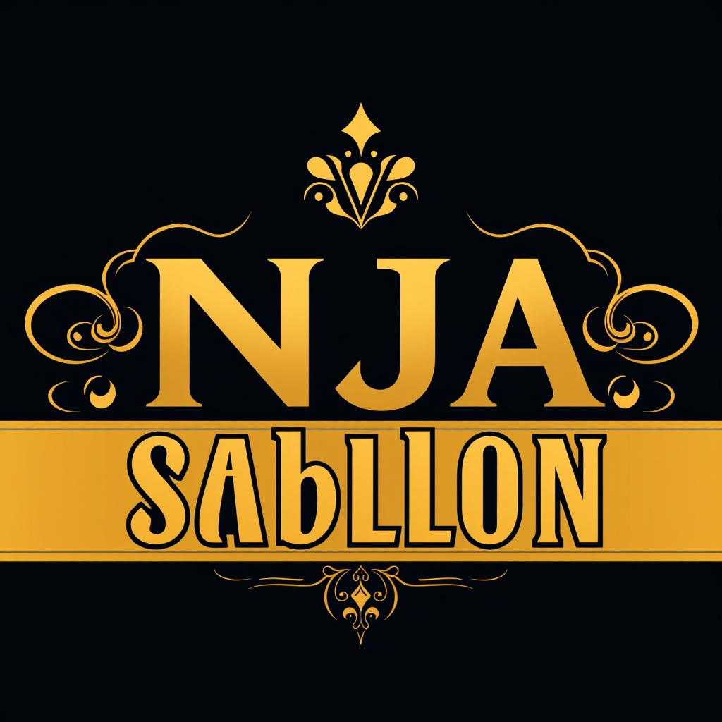 Create a modern long design for a t-shirt featuring the text 'NJA sablon' in an elegant and luxurious style