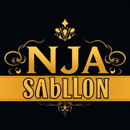 Create a modern long design for a t-shirt featuring the text 'NJA sablon' in an elegant and luxurious style