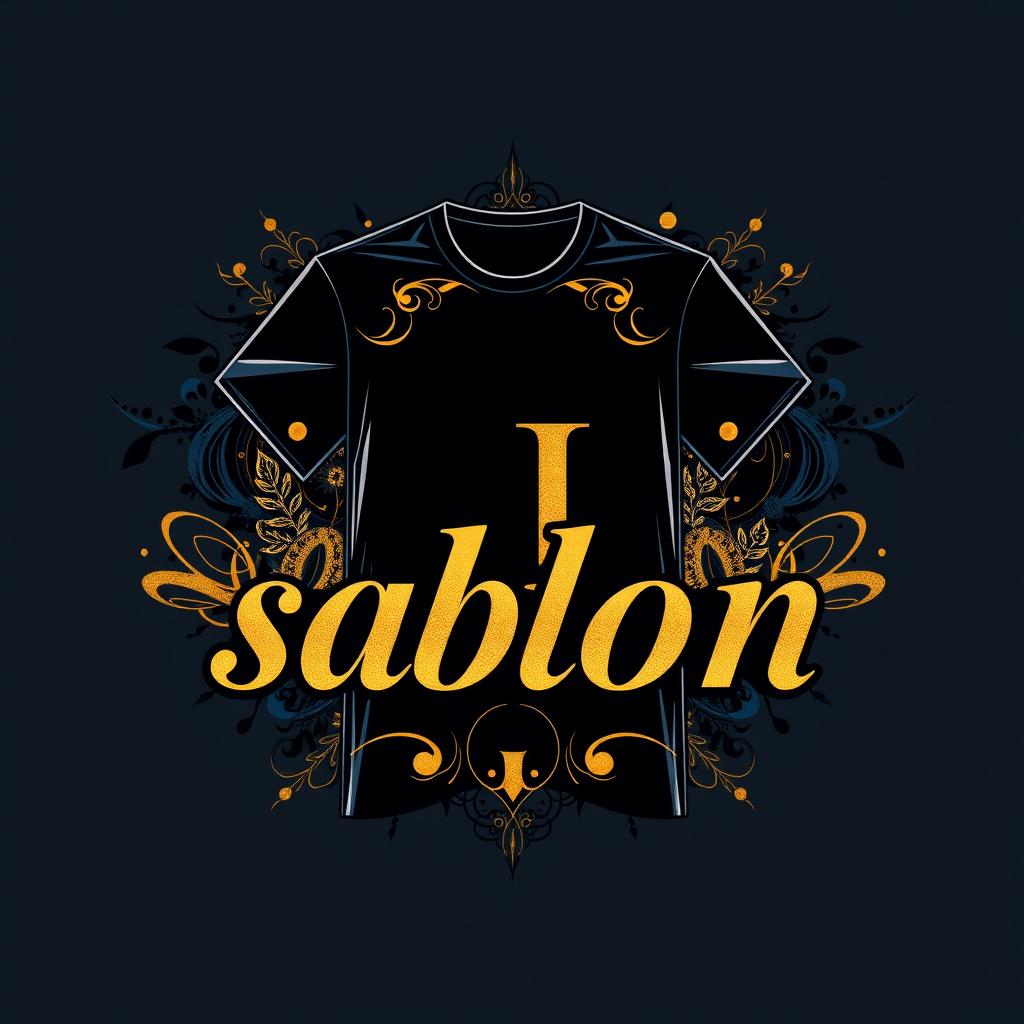 Create a modern long design for a t-shirt featuring the text 'NJA sablon' in an elegant and luxurious style