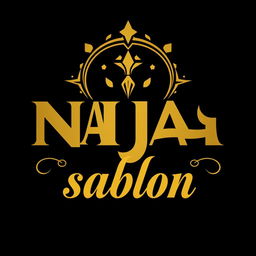 Create a modern long design for a t-shirt featuring the text 'NJA sablon' in an elegant and luxurious style