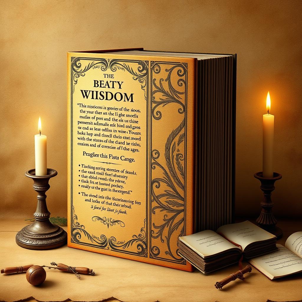 A captivating book cover design featuring a collection of inspiring stories and wise sayings from righteous individuals throughout the ages