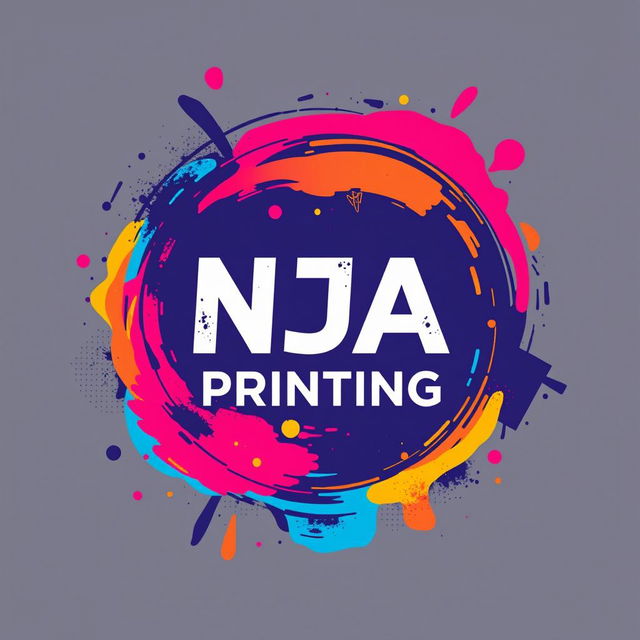 A modern, stylish t-shirt background design centered around the theme of screen printing, featuring the text "NJA SCREEN PRINTING