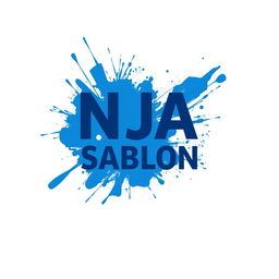 A T-shirt background design featuring the text 'NJA SABLON' in a modern screen printing theme