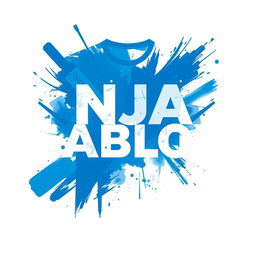 A T-shirt background design featuring the text 'NJA SABLON' in a modern screen printing theme