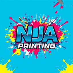 A modern t-shirt background design featuring the words 'NJA SCREEN PRINTING' integrated creatively into a screen printing theme