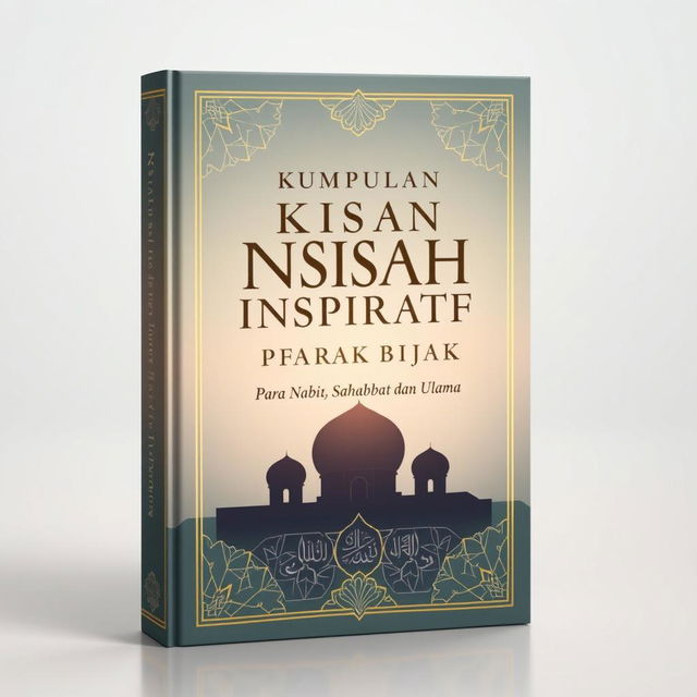 A book cover design for the title "Kumpulan Kisah Inspiratif & Petuah Bijak Para Nabi, Sahabat, dan Ulama" featuring a calm and soothing theme that is neither too bright nor too dark