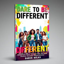 An inspirational eBook cover design for 'Dare to Be Different: Embrace Your Unique Life and Shatter Societal Expectations'