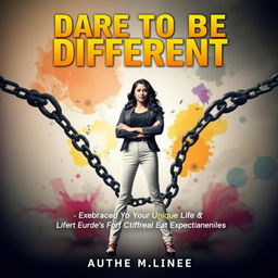 A powerful and inspiring ebook cover titled "Dare to Be Different: Embrace Your Unique Life and Shatter Societal Expectations"