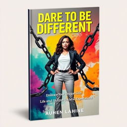 A powerful and inspiring ebook cover titled "Dare to Be Different: Embrace Your Unique Life and Shatter Societal Expectations"