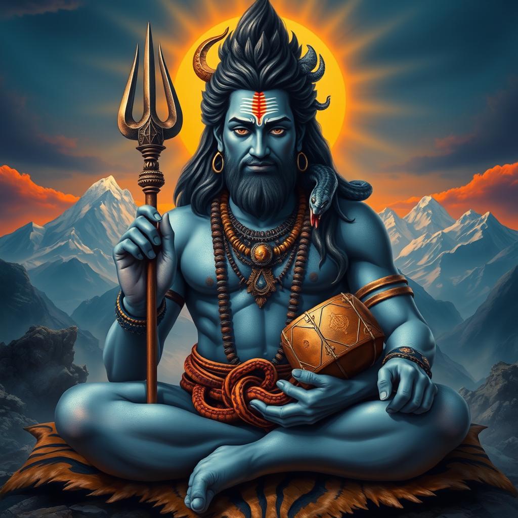 A highly detailed and realistic image of shiv, the Hindu god, depicted as an ethereal figure with divine features