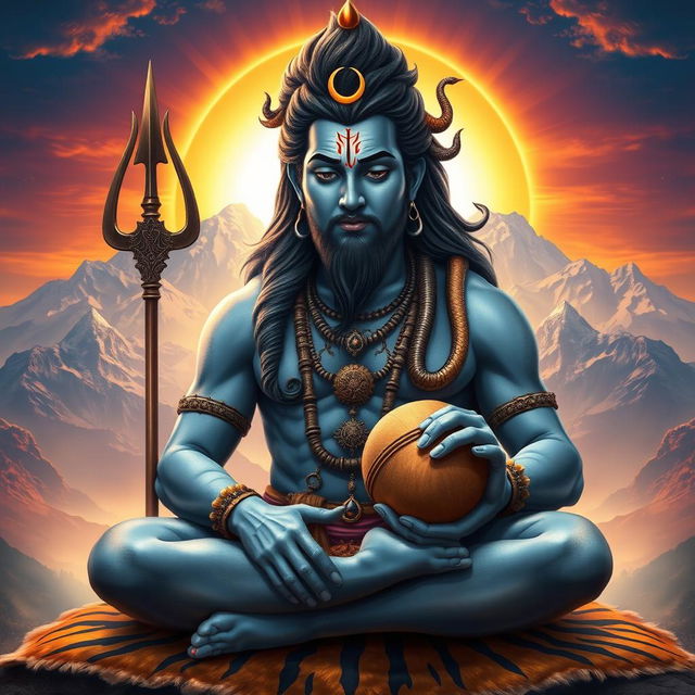 A highly detailed and realistic image of shiv, the Hindu god, depicted as an ethereal figure with divine features