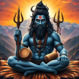 A highly detailed and realistic image of shiv, the Hindu god, depicted as an ethereal figure with divine features