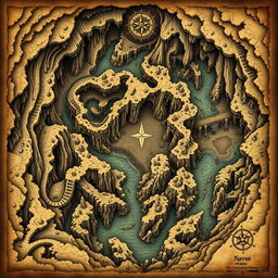 A detailed and intricate map of a cave system as seen from above