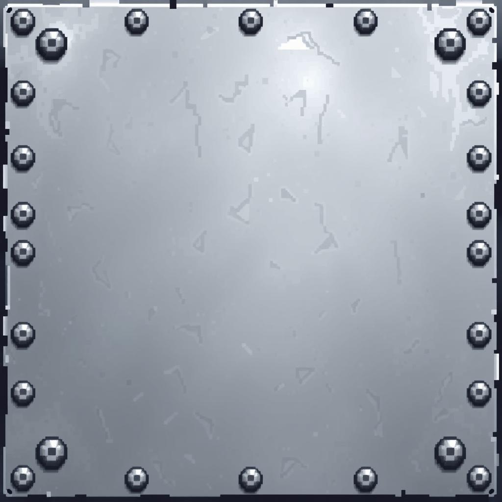 A detailed pixel art representation of a metallic plate