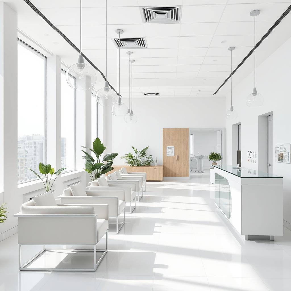 A sleek and modern clinic interior with a minimalist design