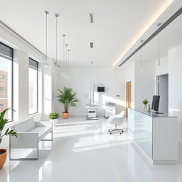 A sleek and modern clinic interior with a minimalist design