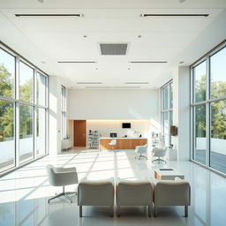 A modern clinic interior with sleek, minimalist design