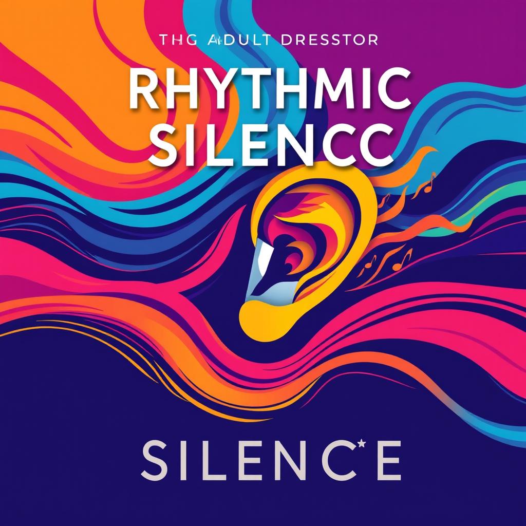 A young adult book cover titled "Rhythmic Silence" featuring a stylized ear as the central element