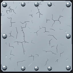 A detailed pixel art depiction of a metallic plate, free of any cracks or imperfections