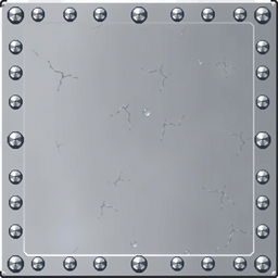 A detailed pixel art depiction of a metallic plate, free of any cracks or imperfections