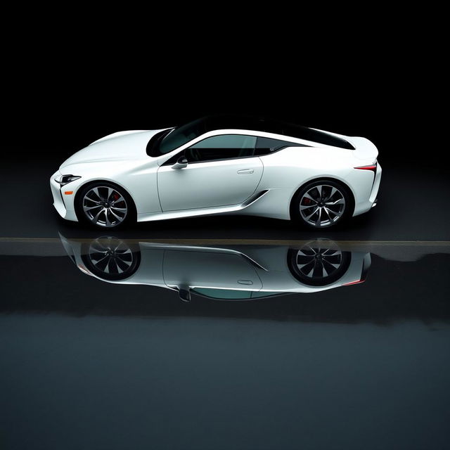 A stunning white Lexus LC 700 car showcased from a top angle perspective