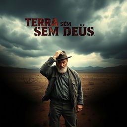 A dramatic and intense movie poster for the film "Terra sem Deus"