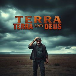 A dramatic and intense movie poster for the film "Terra sem Deus"