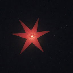 A brilliant star glowing red in a clear night sky