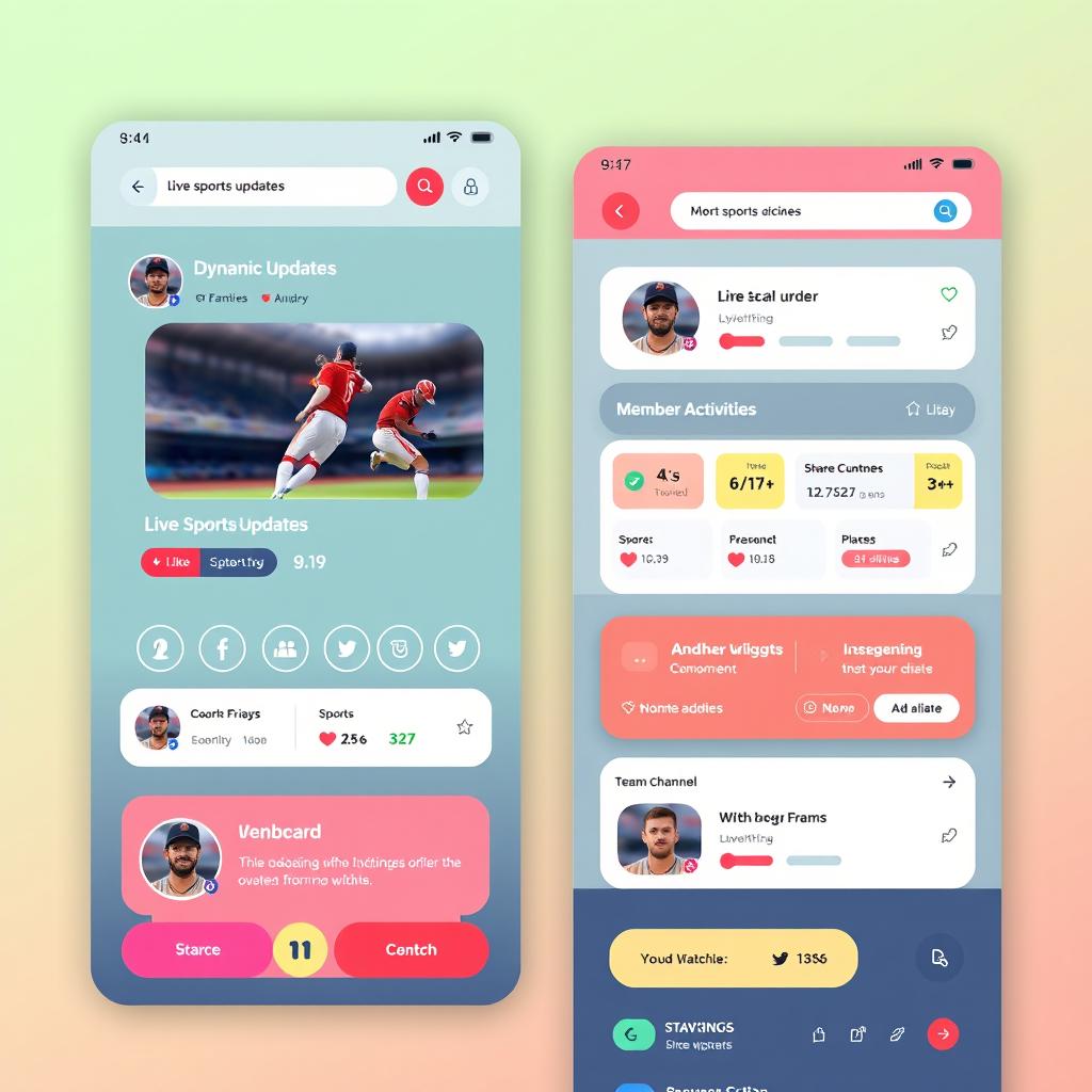 A modern and sleek user interface design for a sports social network