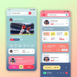 A modern and sleek user interface design for a sports social network