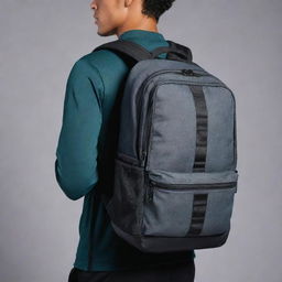 A stylish backpack integrated with athletic sports gear design, showcasing the robustness of sportswear and the utility of a backpack.