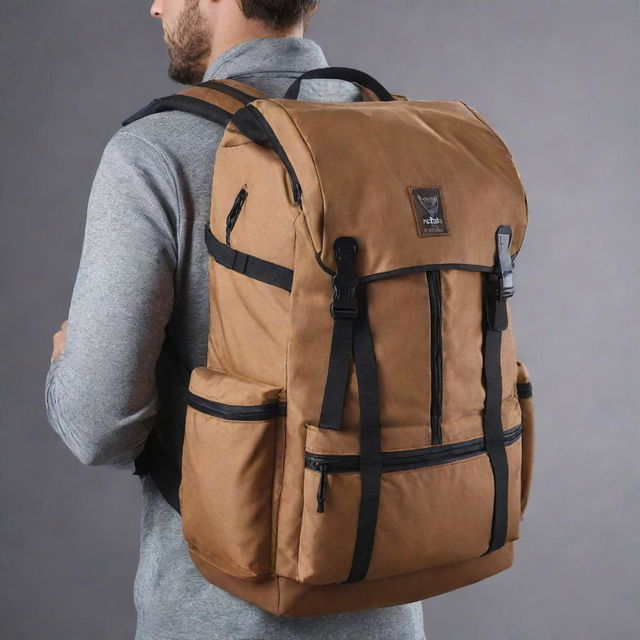 A stylish backpack integrated with athletic sports gear design, showcasing the robustness of sportswear and the utility of a backpack.