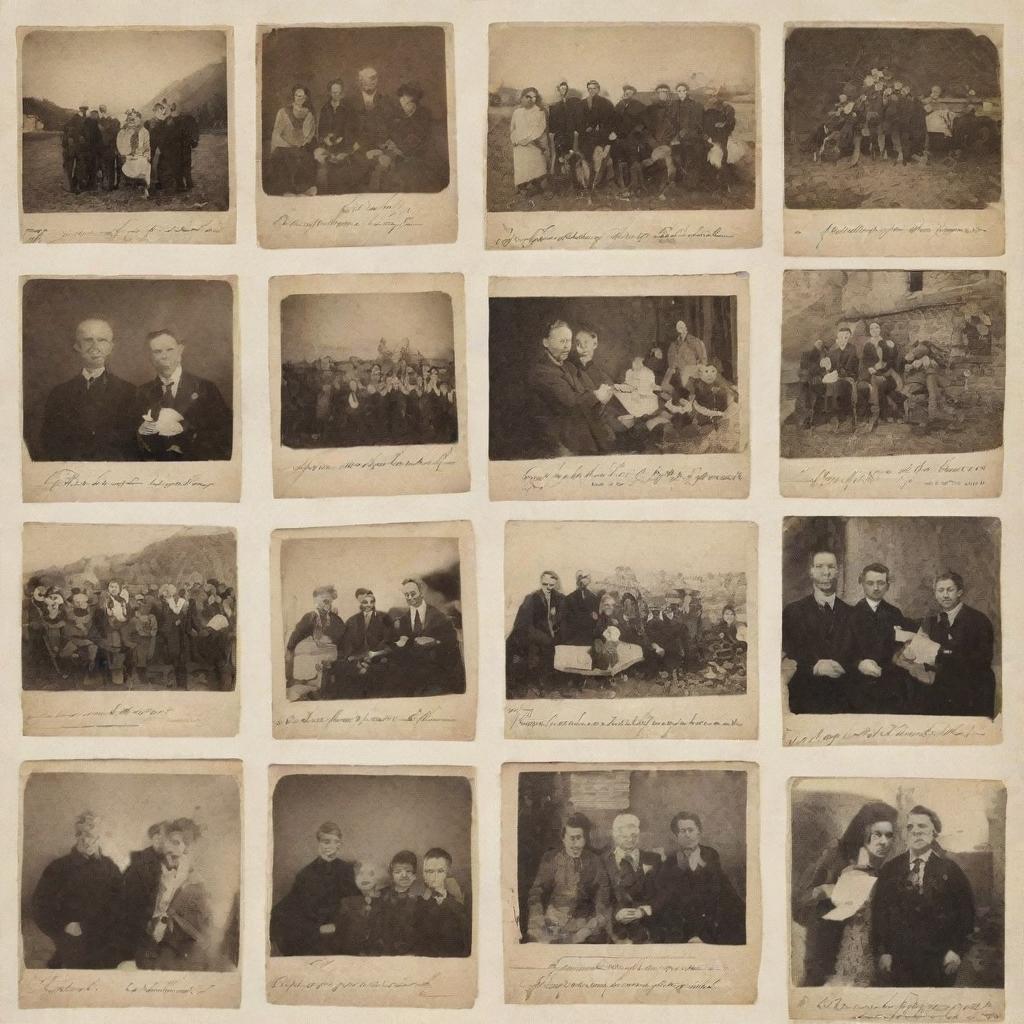 An Instagram blog capturing various historical events, with vintage filters layering photos of iconic moments, aged manuscripts, and antique artifacts