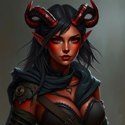 A 20-year-old female tiefling rogue character for Dungeons & Dragons