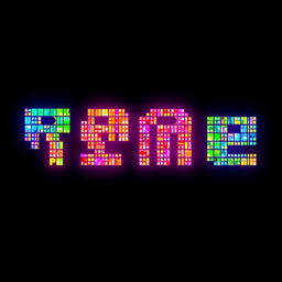 A vibrant, colorful digital artwork that spells out the words 'Real Time' using individual pixels as a mosaic