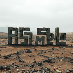 A post-apocalyptic digital artwork that spells out the words 'Real Time' using individual pixels