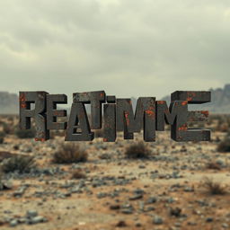 A post-apocalyptic digital artwork that spells out the words 'Real Time' using individual pixels