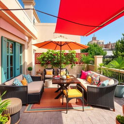 Transform the terrace by removing the current central table and umbrella