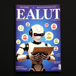 Magazine cover titled "BEAUTY" with a blue starry background, featuring various chat application icons