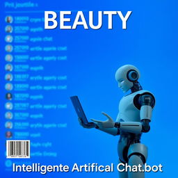 A realistic image featuring the word 'BEAUTY' prominently at the top against a blue background with faded lines resembling multiple chat threads