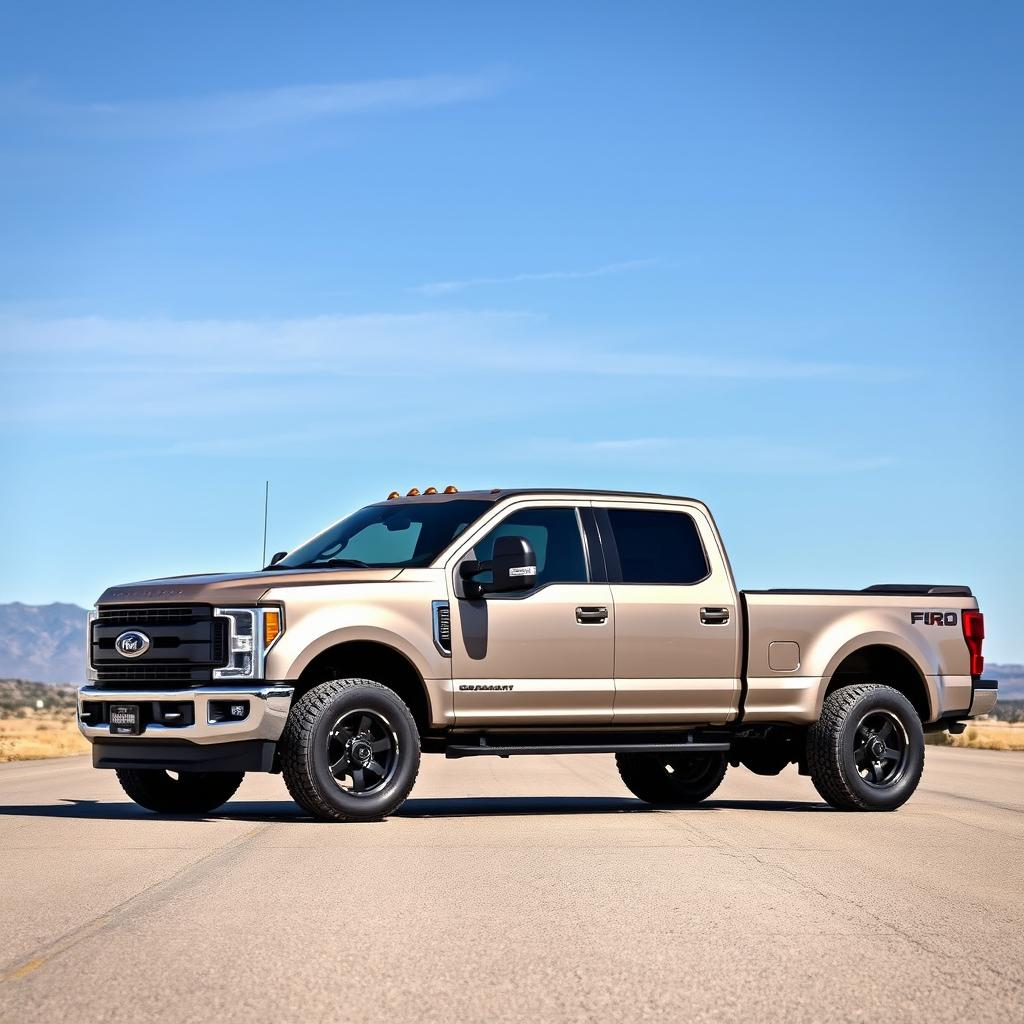 A Ford F350 Dually modified with a sleek fastback roof design