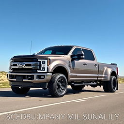 A Ford F350 Dually modified with a sleek fastback roof design