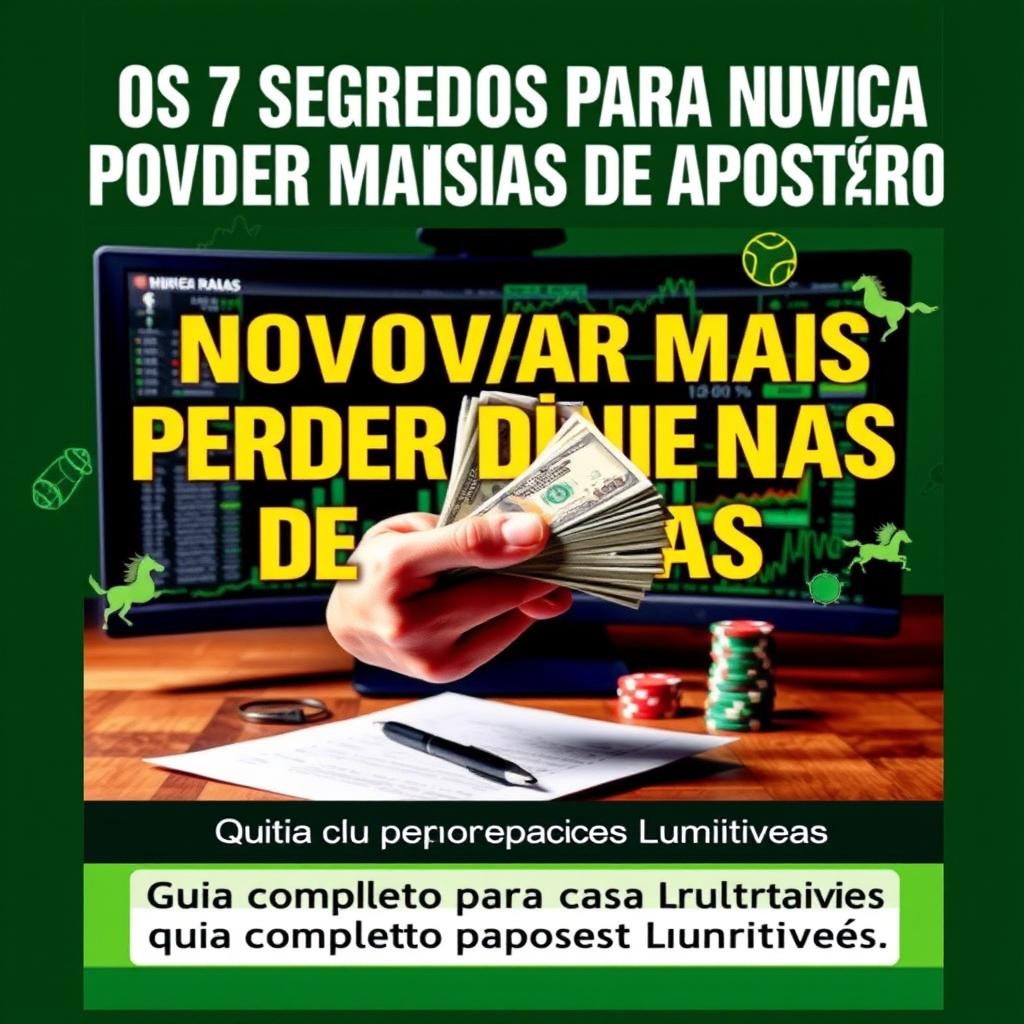 A striking book cover featuring the bold title "Os 7 Segredos Para Nunca Mais Perder Dinheiro Nas Casas De Apostas"