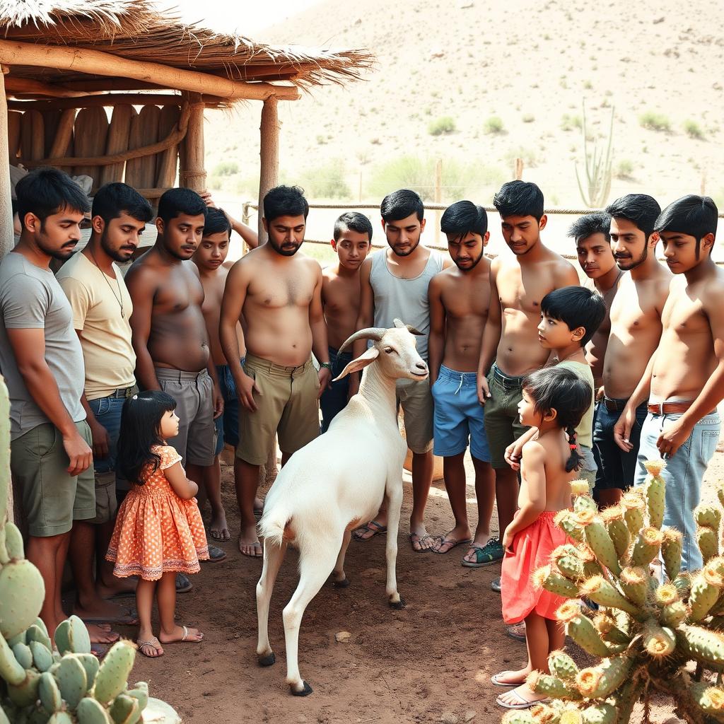 A group of young Latino men in a rustic corral