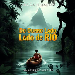 a book cover for 'Do Outro Lado do Rio' featuring a dense Amazon jungle background with towering trees and a mystical mist