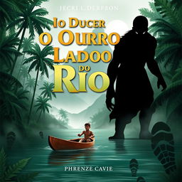 a book cover for 'Do Outro Lado do Rio' featuring a dense Amazon jungle background with towering trees and a mystical mist